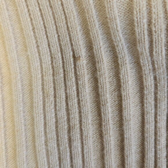 Aerie Ribbed Off-Shoulder Crop Light Beige Knit Top L - Picture 3 of 8